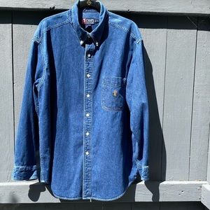 Ralph Lauren chaps Vintage Denim 100% Cotton button down casual retro cl…